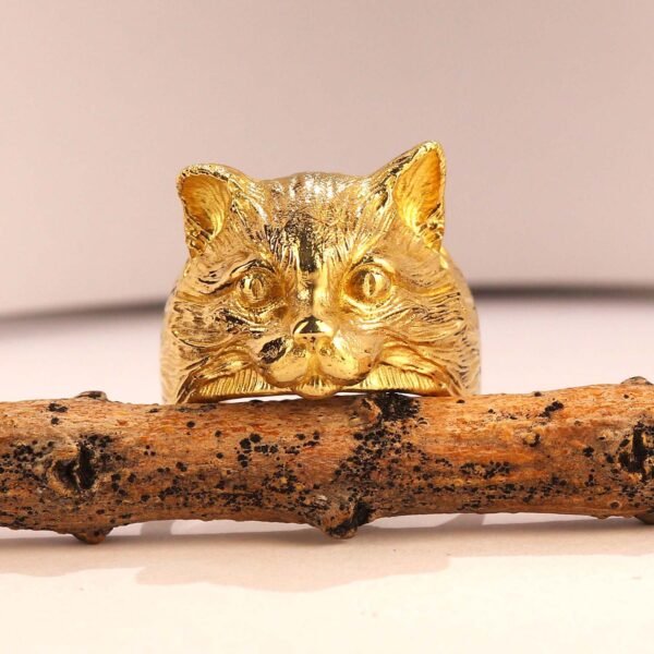 Brass Cat Head Ring