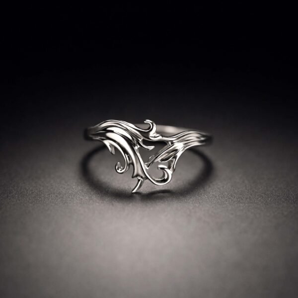 Sterling Silver Ornate Swirl Ring, Dainty Elegant Minimalist Band, Delicate Swirl Design