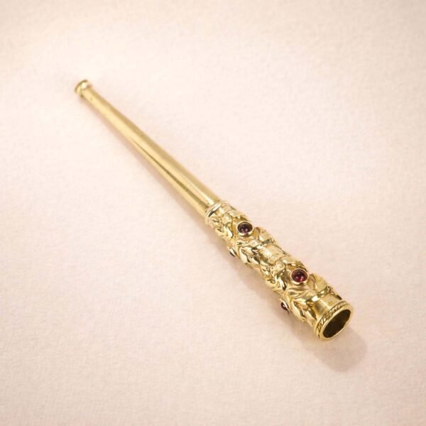 Brass Cigarette Holder with garnet stones