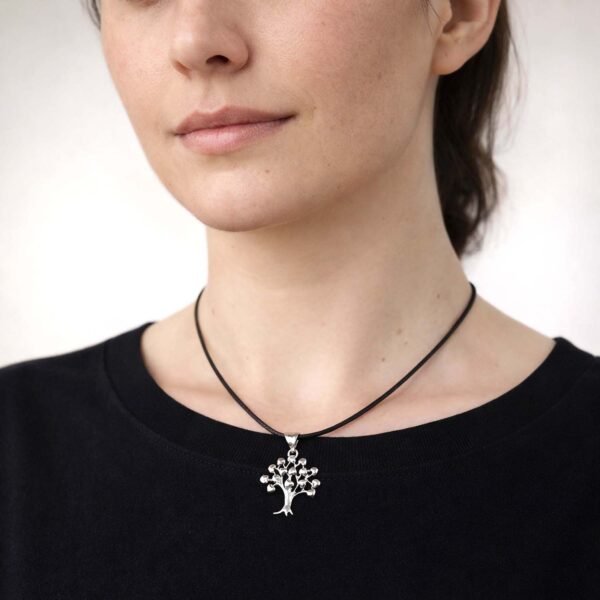 Sterling Silver Tree Necklace With Hearts