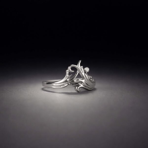 Sterling Silver Ornate Swirl Ring, Dainty Elegant Minimalist Band, Delicate Swirl Design