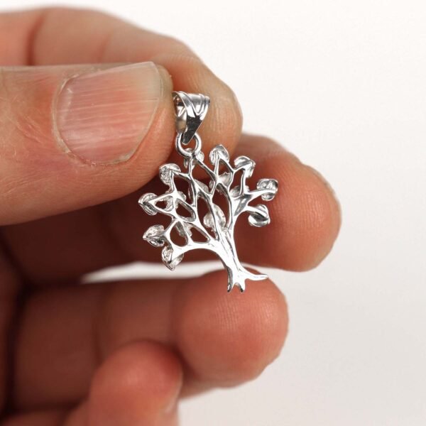Sterling Silver Tree Necklace With Hearts