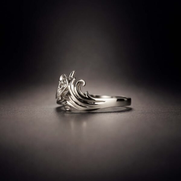 Sterling Silver Ornate Swirl Ring, Dainty Elegant Minimalist Band, Delicate Swirl Design