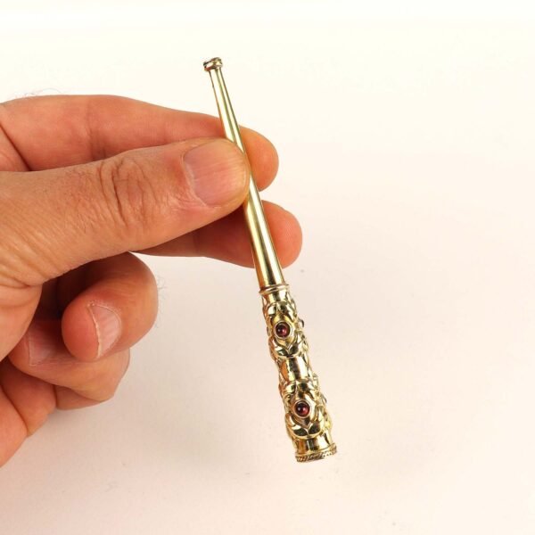 Brass Cigarette Holder with garnet stones