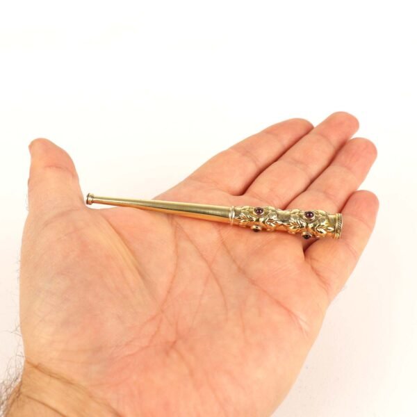 Brass Cigarette Holder with garnet stones