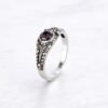 Sterling Silver Amethyst Ring, Vintage Floral Engraved Band, Nature Jewelry, Sizes 4-12 Sterling Silver Amethyst Ring