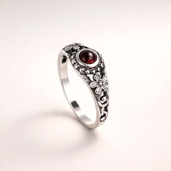 Garnet Sterling Silver Ring