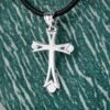 Sterling Silver Cross Necklace, Gothic Cross Pendant, Minimalist Christian Jewelry, Unisex Cross Charm, Celtic Style Necklace, 30*17mm Sterling Silver Cross Necklace, Gothic Cross Pendant, Minimalist Christian Jewelry