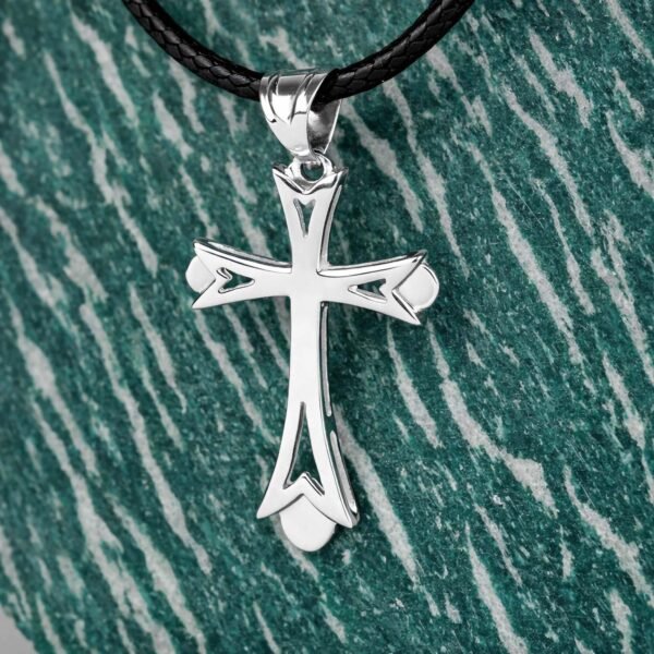 Sterling Silver Cross Necklace, Gothic Cross Pendant, Minimalist Christian Jewelry