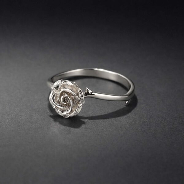 Sterling Silver Rose Ring with Thorns