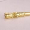 Gold brass cigarette holder with rose engraving on black velvet - Hover Jewelry