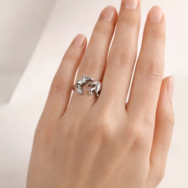 Adjustable Sterling Silver Dachshund Ring