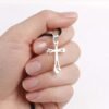 Sterling Silver Cross Necklace, Gothic Cross Pendant, Minimalist Christian Jewelry, Unisex Cross Charm, Celtic Style Necklace, 30*17mm Sterling Silver Cross Necklace, Gothic Cross Pendant, Minimalist Christian Jewelry