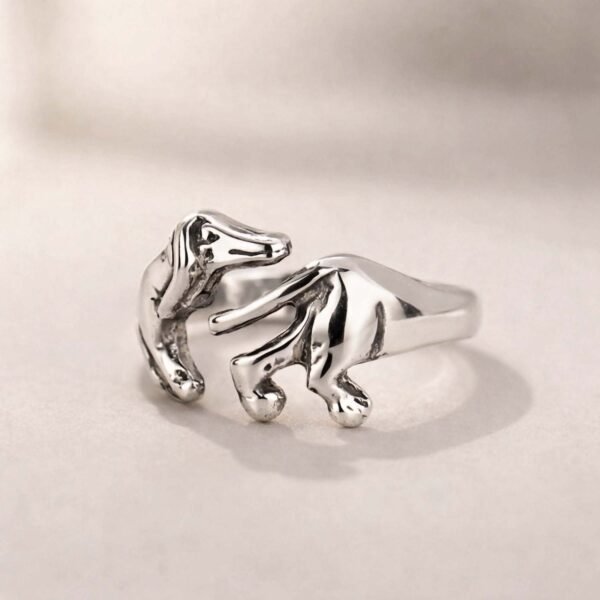 Adjustable Sterling Silver Dachshund Ring