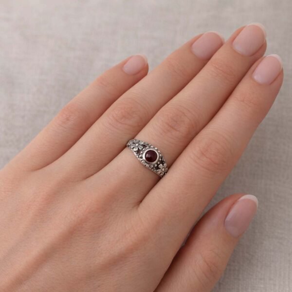 Garnet Sterling Silver Ring