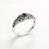 Sterling Silver Amethyst Ring, Vintage Floral Engraved Band, Nature Jewelry, Sizes 4-12 Sterling Silver Amethyst Ring