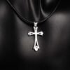 Sterling Silver Cross Necklace, Gothic Cross Pendant, Minimalist Christian Jewelry, Unisex Cross Charm, Celtic Style Necklace, 30*17mm Sterling Silver Cross Necklace, Gothic Cross Pendant, Minimalist Christian Jewelry
