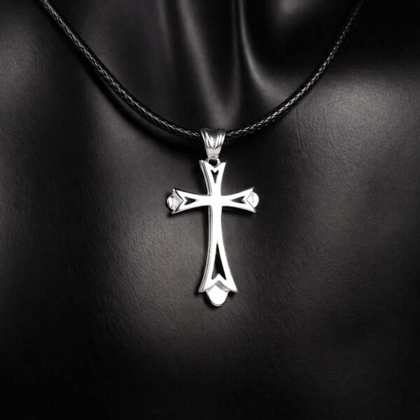 Sterling Silver Cross Necklace, Gothic Cross Pendant, Minimalist Christian Jewelry Sterling Silver Cross Necklace, Gothic Cross Pendant, Minimalist Christian Jewelry