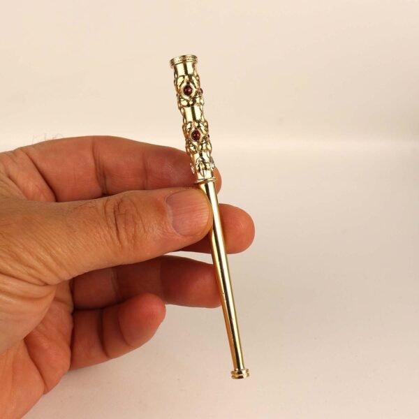 Cigarette Holder for Slim Size Cigarettes with Garnet Stones, Vintage Style, Made of Brass