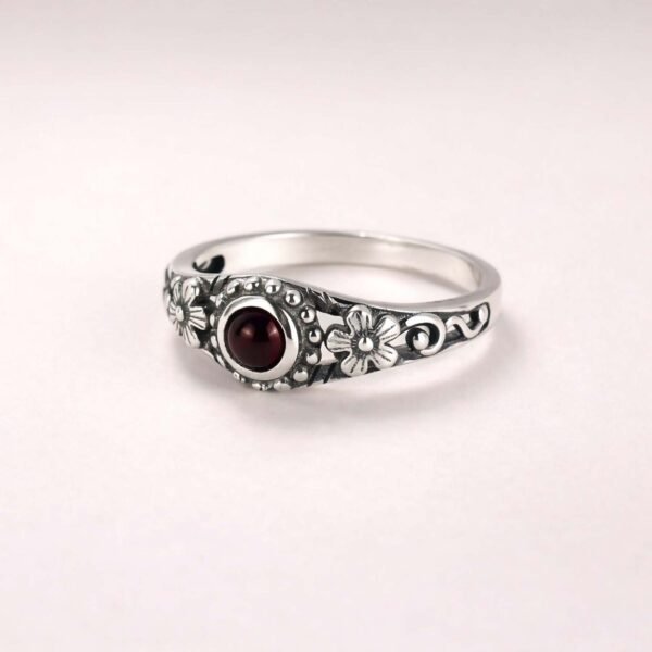 Garnet Sterling Silver Ring