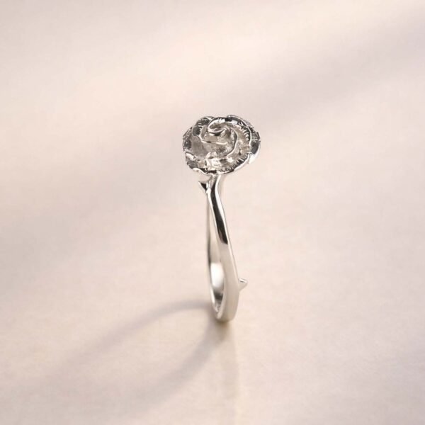 Sterling Silver Rose Ring with Thorns