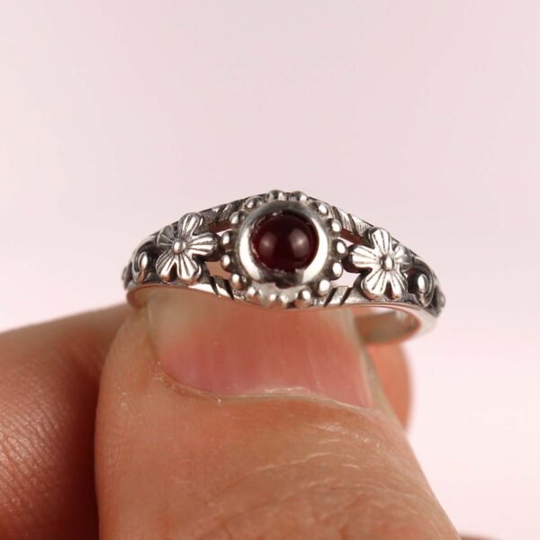 Garnet Sterling Silver Ring