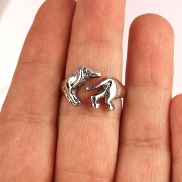 Adjustable Sterling Silver Dachshund Ring