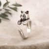 Panda Ring, Sterling Silver Handmade Wrap Ring, Sizes 6-11 panda ring sterling silver
