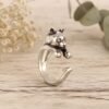 Panda Ring, Sterling Silver Handmade Wrap Ring, Sizes 6-11 panda ring sterling silver