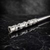 Handmade sterling silver cigarette holder with black onyx cabochons for slim cigarettes