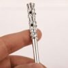 Handmade sterling silver cigarette holder with black onyx cabochons for slim cigarettes