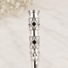 Handmade sterling silver cigarette holder with black onyx cabochons for slim cigarettes