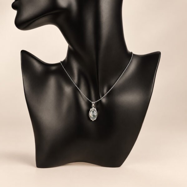 Sterling silver moss agate pendant necklace with silver chain