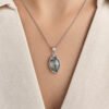 Sterling Silver Moss Agate Pendant Necklace - Handmade Statement Jewelry Sterling silver moss agate pendant necklace with silver chain