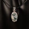 Sterling Silver Moss Agate Pendant Necklace - Handmade Statement Jewelry Sterling silver moss agate pendant necklace with black cord